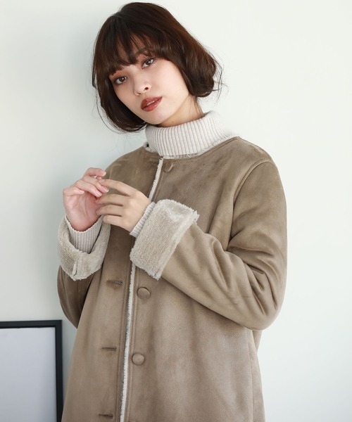 Petit Honfleur（プチオンフルール）の「フェイクムートンロングコート（ムートンコート・レディース・グレー/モカ/サックスブルー・9号/11号）」の18枚目の写真