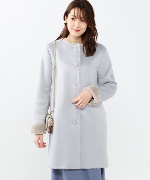 Petit Honfleur（プチオンフルール）の「フェイクムートンロングコート（ムートンコート・レディース・グレー/モカ/サックスブルー・9号/11号）」の16枚目の写真