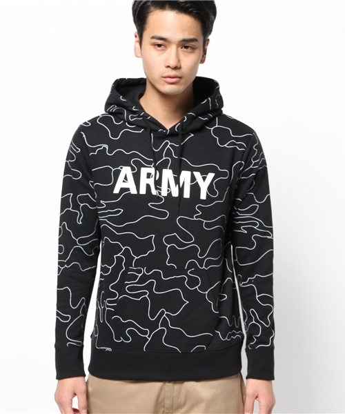 WEGO(ウィゴー)の「WEGO/アウトラインカモプルパーカー(パーカー・メンズ・ホワイト/ブラック・MEDIUM/LARGE)」の3枚目の写真