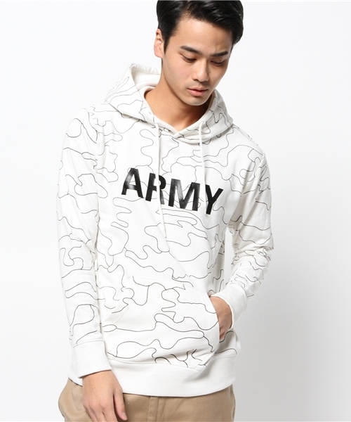 WEGO(ウィゴー)の「WEGO/アウトラインカモプルパーカー(パーカー・メンズ・ホワイト/ブラック・MEDIUM/LARGE)」の12枚目の写真