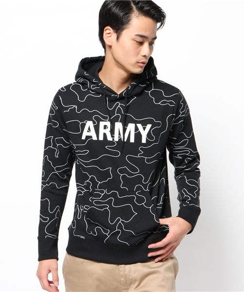 WEGO(ウィゴー)の「WEGO/アウトラインカモプルパーカー(パーカー・メンズ・ホワイト/ブラック・MEDIUM/LARGE)」の13枚目の写真