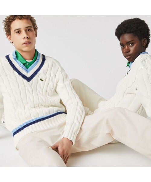 LACOSTE（ラコステ）の「ローゲージVネックニットセーター（ニット/セーター・メンズ・ホワイト/グリーン/ブラック・S/L/M/XS）」の13枚目の写真