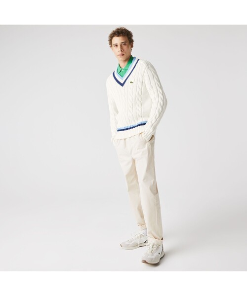 LACOSTE（ラコステ）の「ローゲージVネックニットセーター（ニット/セーター・メンズ・ホワイト/グリーン/ブラック・S/L/M/XS）」の14枚目の写真