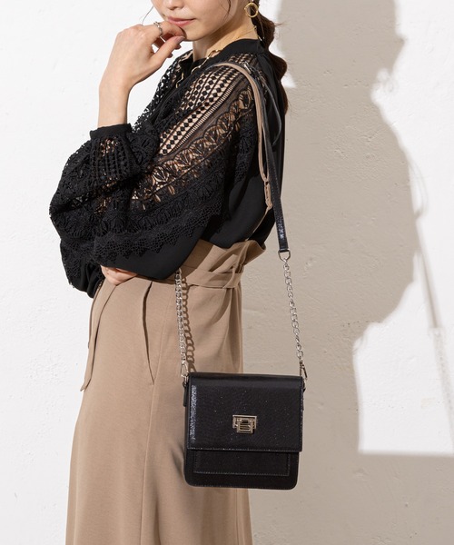 prose verse（プロズヴェール）の「メタリックスクエアミニショルダー（ショルダーバッグ・レディース・ブラック/ベージュ/シルバー・ﾌﾘ-）」の6枚目の写真