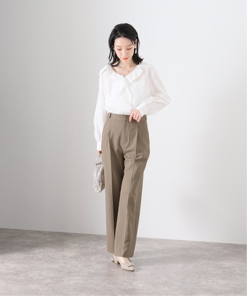 La TOTALITE（ラトータリテ）の「バイオツイルフロントタックパンツ【手洗い可能】（その他パンツ・レディース・ブラック/ライトグレー/ウッド・36/38）」の6枚目の写真