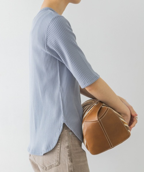 URBAN RESEARCH（アーバンリサーチ）の「5分袖リブカットソー（Tシャツ/カットソー・レディース・ライトグレー/イエロー/オフホワイト/ブルー系その他/ブラック・FREE）」の21枚目の写真