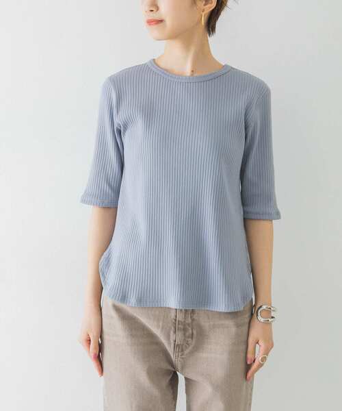 URBAN RESEARCH（アーバンリサーチ）の「5分袖リブカットソー（Tシャツ/カットソー・レディース・ライトグレー/イエロー/オフホワイト/ブルー系その他/ブラック・FREE）」の14枚目の写真