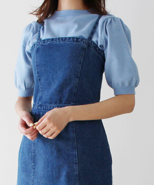 MODE ROBE（モードローブ）の「ハーフスリーブニット（Tシャツ/カットソー・レディース・ブラック/ピンク/ブルー/アイボリー・FREE）」の3枚目の写真