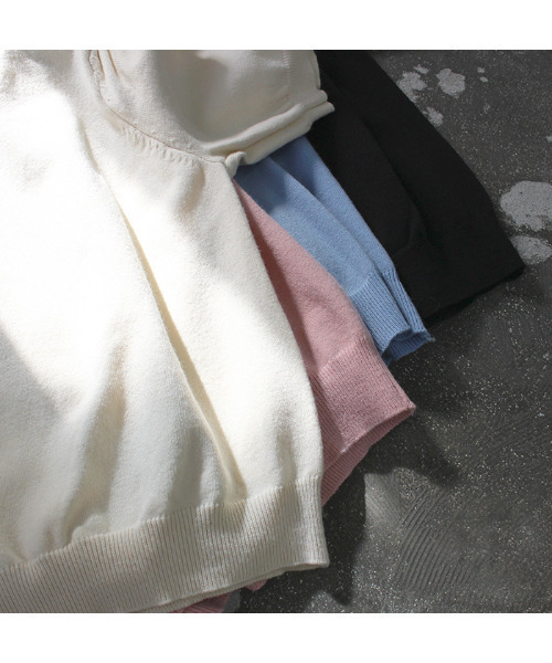 MODE ROBE（モードローブ）の「ハーフスリーブニット（Tシャツ/カットソー・レディース・ブラック/ピンク/ブルー/アイボリー・FREE）」の21枚目の写真