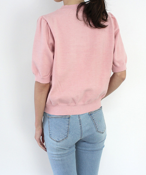 MODE ROBE（モードローブ）の「ハーフスリーブニット（Tシャツ/カットソー・レディース・ブラック/ピンク/ブルー/アイボリー・FREE）」の11枚目の写真