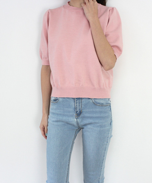 MODE ROBE（モードローブ）の「ハーフスリーブニット（Tシャツ/カットソー・レディース・ブラック/ピンク/ブルー/アイボリー・FREE）」の17枚目の写真