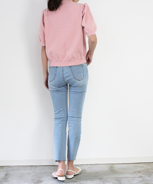 MODE ROBE（モードローブ）の「ハーフスリーブニット（Tシャツ/カットソー・レディース・ブラック/ピンク/ブルー/アイボリー・FREE）」の22枚目の写真