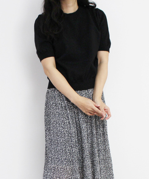 MODE ROBE（モードローブ）の「ハーフスリーブニット（Tシャツ/カットソー・レディース・ブラック/ピンク/ブルー/アイボリー・FREE）」の13枚目の写真