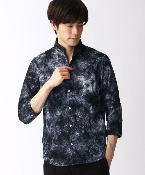 HIDEAWAYS NICOLE（ハイダウェイニコル）の「タイダイ染め七分袖シャツ（シャツ/ブラウス・メンズ・ネイビー/ブラック/ライトグレー/サックスブルー・X-LARGE/MEDIUM/LARGE）」の3枚目の写真