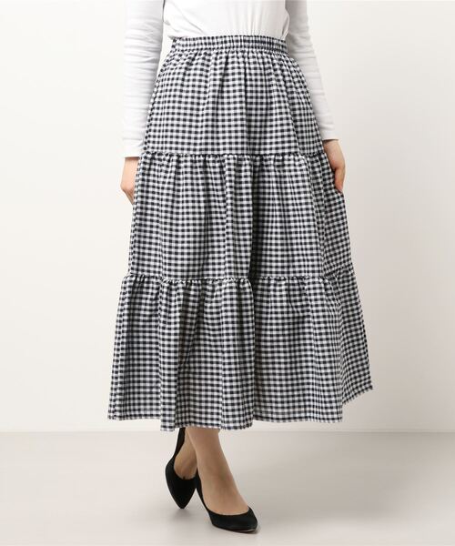 BLUEEAST（ブルーイースト）の「ギンガムチェックティアードスカート（スカート・レディース・ネイビー/ブラック/グリーン/ブラウン・MEDIUM）」の10枚目の写真