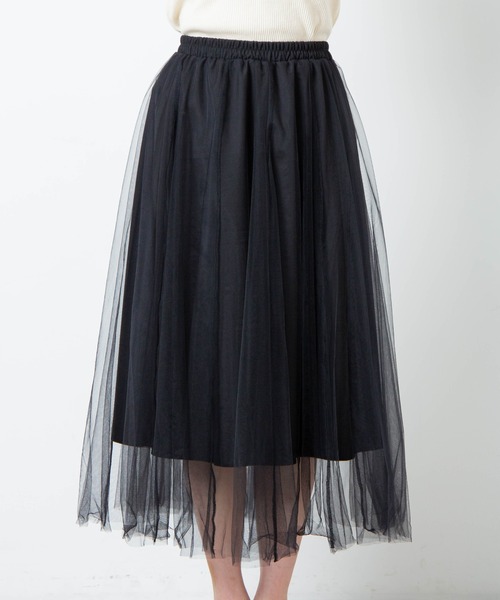 WEGO（ウィゴー）の「WEGO/チュールボリュームロングスカート（スカート・レディース・ブラック/アイボリー・FREE）」の5枚目の写真