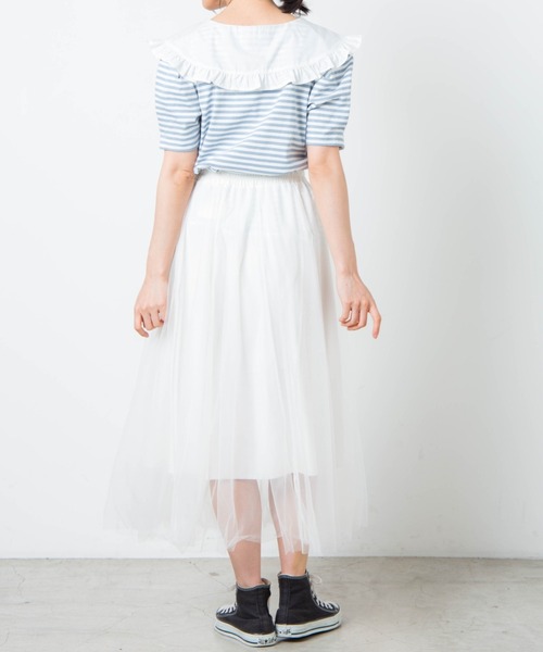 WEGO（ウィゴー）の「WEGO/チュールボリュームロングスカート（スカート・レディース・ブラック/アイボリー・FREE）」の8枚目の写真