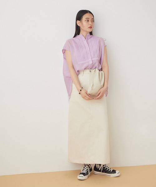 ADAM ET ROPE'(アダムエロペ)の「【WEB限定】バンドカラーブザムシアーシャツ(シャツ/ブラウス・レディース・ホワイト/ブラック/ピンク・FREE)」の16枚目の写真