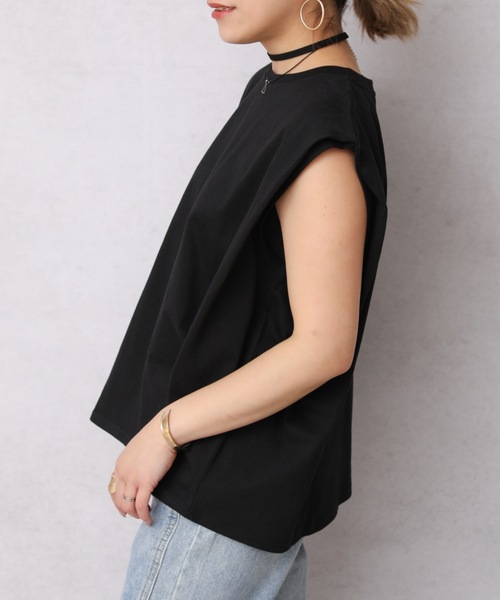 ap retro（アプレトロ）の「シンプル無地Tシャツ/肩タック1分袖プルオーバー【ZOZO限定アイテム】（Tシャツ/カットソー・レディース・ブラック/オフホワイト/グリーン/モカ/グレイッシュブルー・FREE）」の20枚目の写真