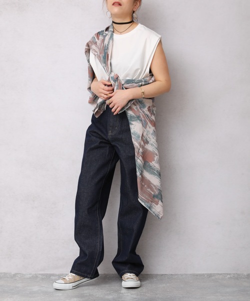 ap retro（アプレトロ）の「シンプル無地Tシャツ/肩タック1分袖プルオーバー【ZOZO限定アイテム】（Tシャツ/カットソー・レディース・ブラック/オフホワイト/グリーン/モカ/グレイッシュブルー・FREE）」の18枚目の写真