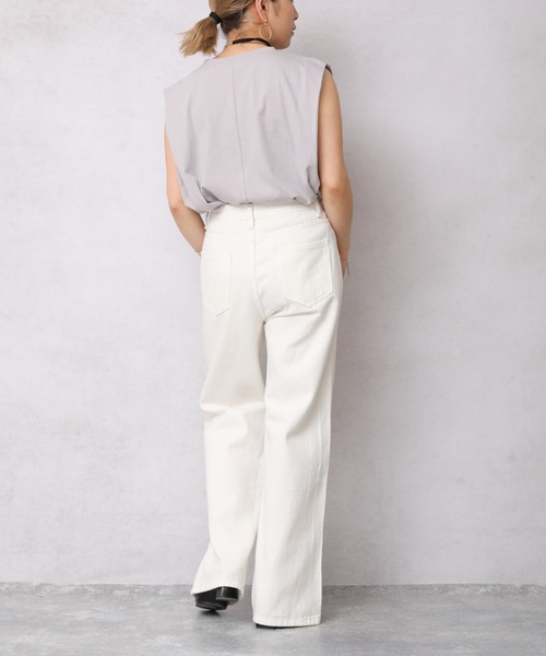 ap retro（アプレトロ）の「シンプル無地Tシャツ/肩タック1分袖プルオーバー【ZOZO限定アイテム】（Tシャツ/カットソー・レディース・ブラック/オフホワイト/グリーン/モカ/グレイッシュブルー・FREE）」の15枚目の写真