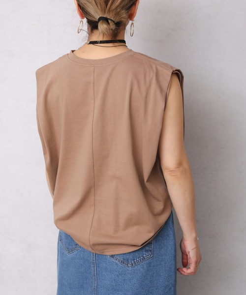 ap retro（アプレトロ）の「シンプル無地Tシャツ/肩タック1分袖プルオーバー【ZOZO限定アイテム】（Tシャツ/カットソー・レディース・ブラック/オフホワイト/グリーン/モカ/グレイッシュブルー・FREE）」の22枚目の写真