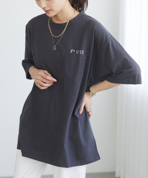 CRAFT STANDARD BOUTIQUE（クラフトスタンダードブティック）の「擦ステンシルプリントTシャツ　＊◇（Tシャツ/カットソー・レディース・ホワイト/ブラック/オレンジ/ロイヤルブルー・FREE）」の2枚目の写真