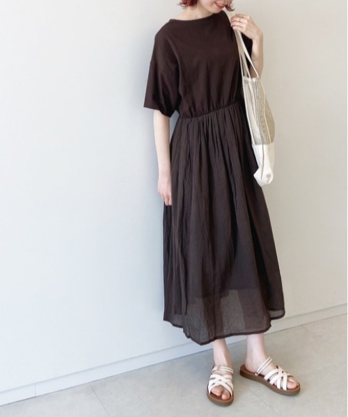 Samansa Mos2 blue（サマンサモスモスブルー）の「ドッキングワンピース（ワンピース・レディース・ブラウン/チャコール/ブルー/ブラック・ﾌﾘ-）」の4枚目の写真