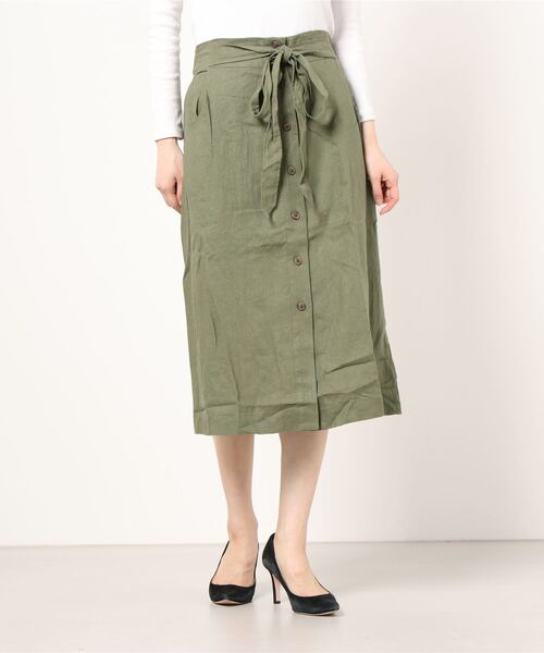 GAP（ギャップ）の「タイフロント ミディスカート（スカート・レディース・ベージュ/グリーン/インディゴブルー・S/L/M/XS/XXS/XL）」の5枚目の写真