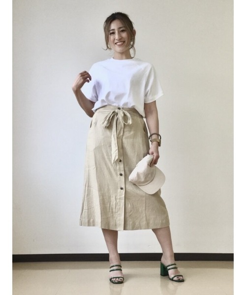 GAP（ギャップ）の「タイフロント ミディスカート（スカート・レディース・ベージュ/グリーン/インディゴブルー・S/L/M/XS/XXS/XL）」の11枚目の写真