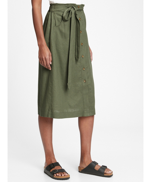 GAP（ギャップ）の「タイフロント ミディスカート（スカート・レディース・ベージュ/グリーン/インディゴブルー・S/L/M/XS/XXS/XL）」の9枚目の写真