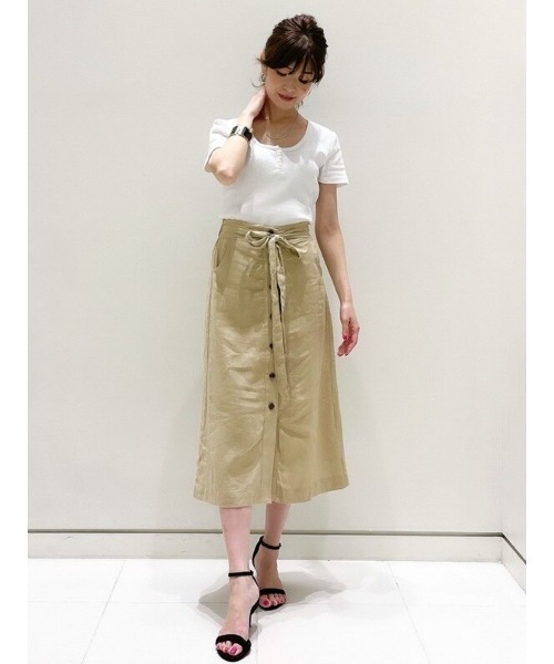 GAP（ギャップ）の「タイフロント ミディスカート（スカート・レディース・ベージュ/グリーン/インディゴブルー・S/L/M/XS/XXS/XL）」の12枚目の写真