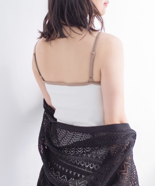 Mysa&Liina（ミーサリーナ）の「カップ付きパイピングリブキャミタンク（キャミソール・レディース・ブラック/オフホワイト/カーキ/アイボリー/キャメル・M）」の2枚目の写真