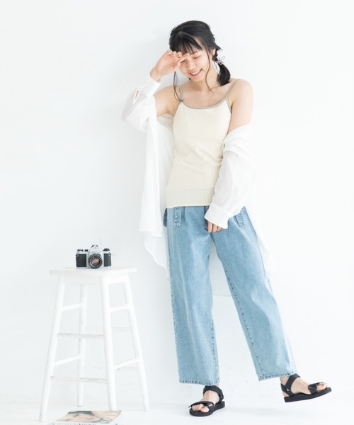 Mysa&Liina（ミーサリーナ）の「カップ付きパイピングリブキャミタンク（キャミソール・レディース・ブラック/オフホワイト/カーキ/アイボリー/キャメル・M）」の12枚目の写真