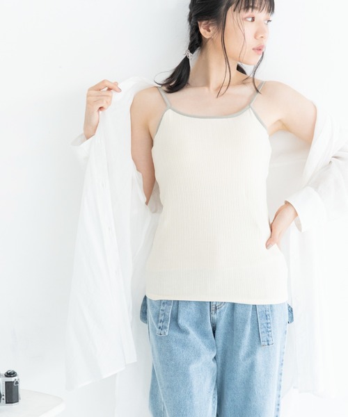 Mysa&Liina（ミーサリーナ）の「カップ付きパイピングリブキャミタンク（キャミソール・レディース・ブラック/オフホワイト/カーキ/アイボリー/キャメル・M）」の10枚目の写真