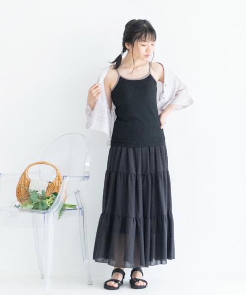 Mysa&Liina（ミーサリーナ）の「カップ付きパイピングリブキャミタンク（キャミソール・レディース・ブラック/オフホワイト/カーキ/アイボリー/キャメル・M）」の14枚目の写真