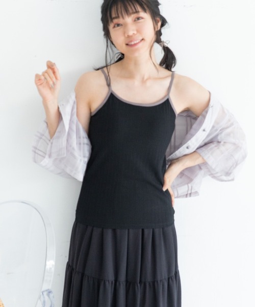 Mysa&Liina（ミーサリーナ）の「カップ付きパイピングリブキャミタンク（キャミソール・レディース・ブラック/オフホワイト/カーキ/アイボリー/キャメル・M）」の15枚目の写真