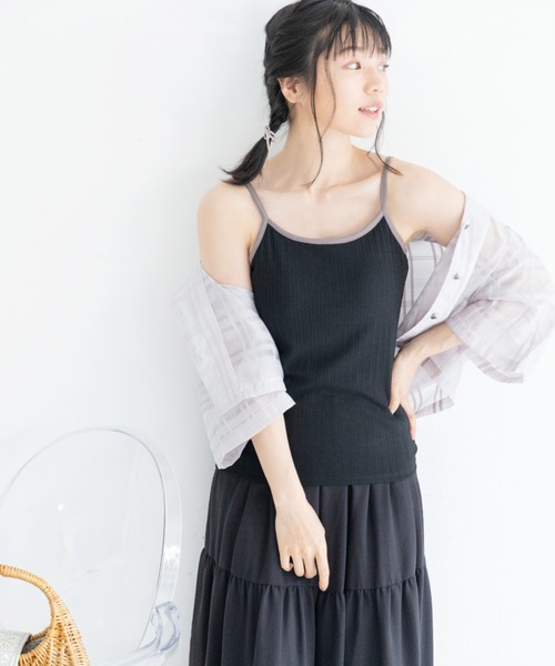 Mysa&Liina（ミーサリーナ）の「カップ付きパイピングリブキャミタンク（キャミソール・レディース・ブラック/オフホワイト/カーキ/アイボリー/キャメル・M）」の16枚目の写真