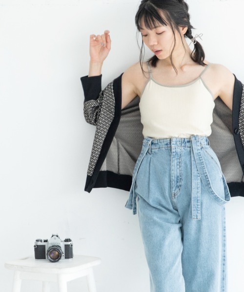 Mysa&Liina（ミーサリーナ）の「カップ付きパイピングリブキャミタンク（キャミソール・レディース・ブラック/オフホワイト/カーキ/アイボリー/キャメル・M）」の6枚目の写真