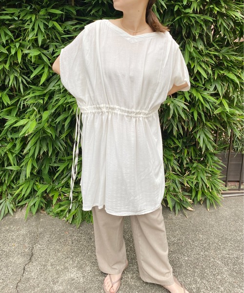 Azul Azul ワンピース ドレス Encanto アズールエンカント のファッション Encanto フレンチスリーブスリットチュニック チュニック 新素材新作