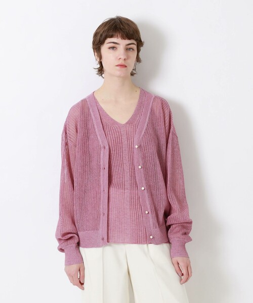 LOVELESS（ラブレス）の「アンサンブルメッシュカーディガン（カーディガン/ボレロ・レディース・ブラウン/オフホワイト/ピンク系その他/イエロー/グリーン・34/36）」の5枚目の写真