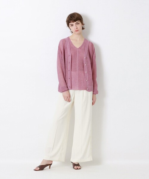 LOVELESS（ラブレス）の「アンサンブルメッシュカーディガン（カーディガン/ボレロ・レディース・ブラウン/オフホワイト/ピンク系その他/イエロー/グリーン・34/36）」の7枚目の写真