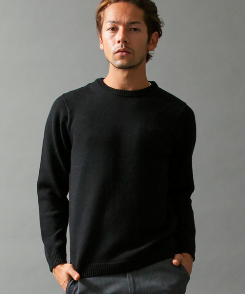 BEAUTY&YOUTH UNITED ARROWS（ビューティーアンドユースユナイテッドアローズ）の「BY ファイン クルーネック ニット ◆（ニット/セーター・メンズ・ブラック/ナチュラル/コバルトブルー・X-LARGE/SMALL/MEDIUM/LARGE）」の2枚目の写真