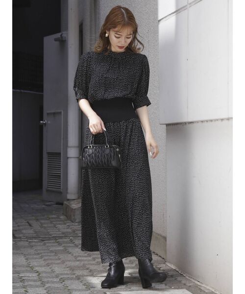 dazzlin（ダズリン）の「ウエストマークプリントワンピース（ワンピース・レディース・ブラック/オフホワイト/イエロー・FREE）」の11枚目の写真