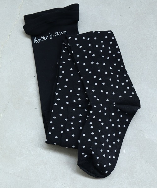 l'atelier du savon（アトリエドサボン）の「ミニドット　タイツ（タイツ/ストッキング・レディース・ブラック/アイボリー・FREE）」の2枚目の写真