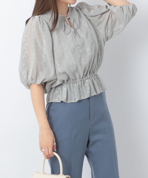 Heather(ヘザー)の「2WAYシシュウブラウス(5分袖) 218145(シャツ/ブラウス・レディース・ホワイト/グレー/ブラック・FREE)」の3枚目の写真