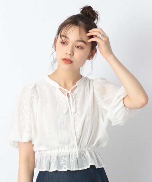 Heather(ヘザー)の「2WAYシシュウブラウス(5分袖) 218145(シャツ/ブラウス・レディース・ホワイト/グレー/ブラック・FREE)」の11枚目の写真