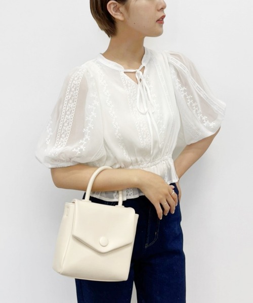 Heather(ヘザー)の「2WAYシシュウブラウス(5分袖) 218145(シャツ/ブラウス・レディース・ホワイト/グレー/ブラック・FREE)」の4枚目の写真