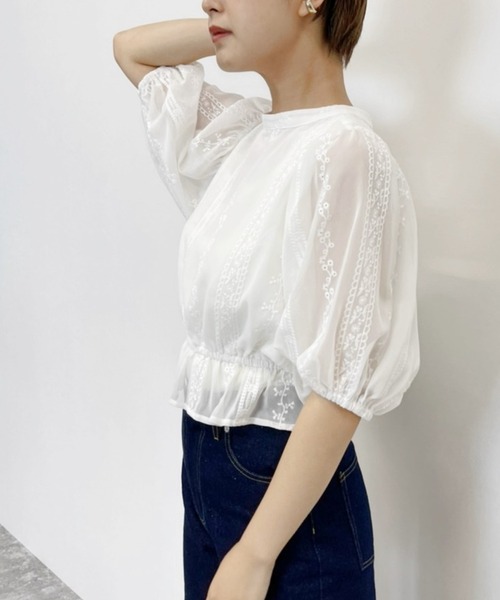 Heather(ヘザー)の「2WAYシシュウブラウス(5分袖) 218145(シャツ/ブラウス・レディース・ホワイト/グレー/ブラック・FREE)」の17枚目の写真