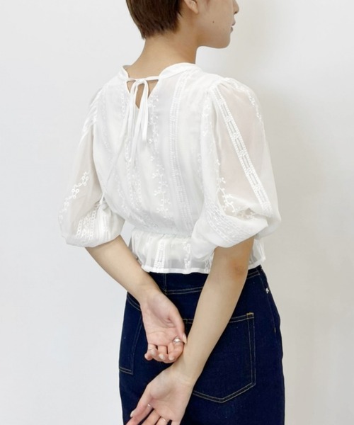 Heather(ヘザー)の「2WAYシシュウブラウス(5分袖) 218145(シャツ/ブラウス・レディース・ホワイト/グレー/ブラック・FREE)」の9枚目の写真